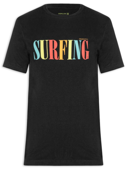 Camiseta Masculina Manga Curta Gola Careca Vintage Surfing Slim - Preto Camiseta Masculina Manga Curta Gola Careca Vintage Surfing Slim - Preto