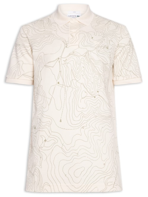 Polo Masculina Loose Fit Landscape Petit Piquet - Bege Polo Masculina Loose Fit Landscape Petit Piquet - Bege