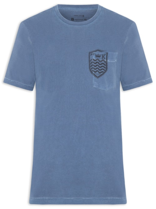 Camiseta Masculina Bolso Brasão Manga Curta - Azul Camiseta Masculina Bolso Brasão Manga Curta - Azul