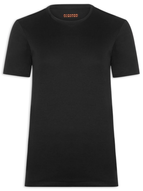 Camiseta Masculina Gola Cruzada Em Algodão Pima - Preto Camiseta Masculina Gola Cruzada Em Algodão Pima - Preto