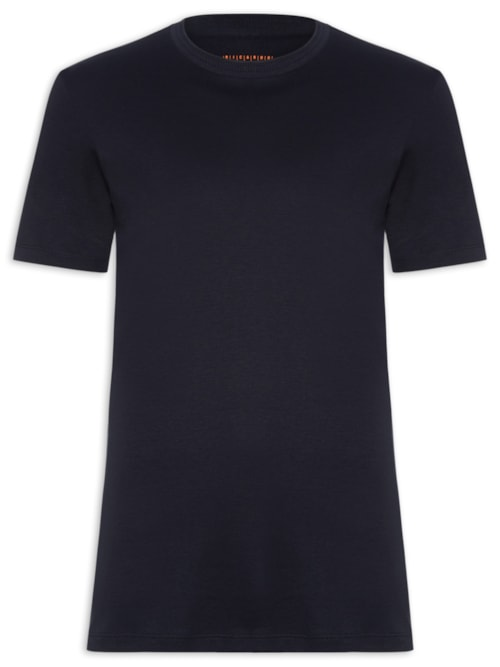 Camiseta Masculina Interlock Fio 50 Gola Trabalhada - Azul Camiseta Masculina Interlock Fio 50 Gola Trabalhada - Azul