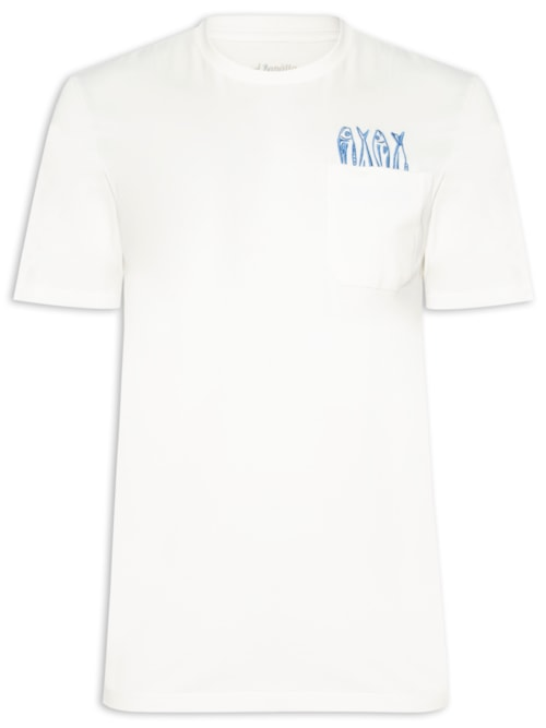 Camiseta Masculina Estampa Sardinhas - Branco Camiseta Masculina Estampa Sardinhas - Branco
