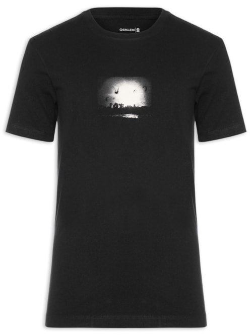 Camiseta Masculina Manga Curta Gola Careca Slim Vintage Freeride - Preto Camiseta Masculina Manga Curta Gola Careca Slim Vintage Freeride - Preto
