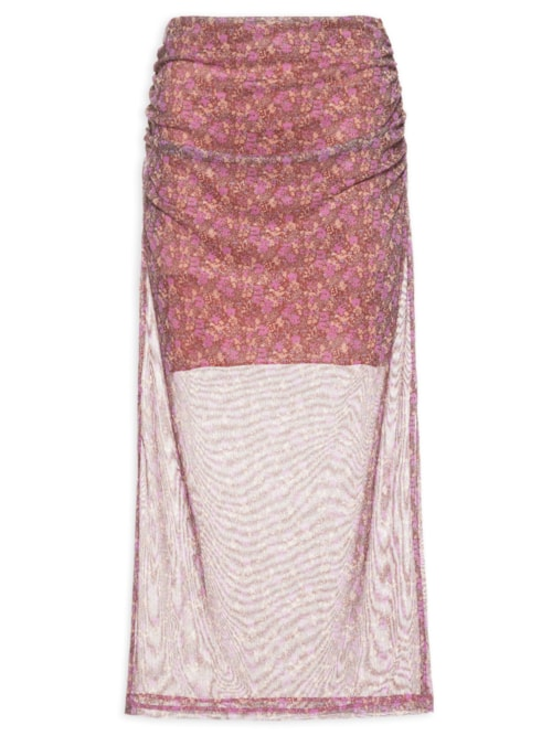 Saia Midi Estampa Violet - Roxo Saia Midi Estampa Violet - Roxo