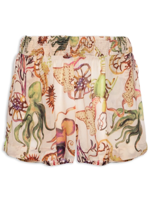Shortinho Feminino Fundo Do Mar Off Resort - Bege