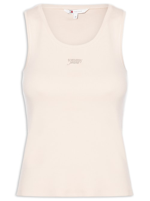 Regata Feminina Tjw Slim Script Rib Tank Top - Bege Regata Feminina Tjw Slim Script Rib Tank Top - Bege