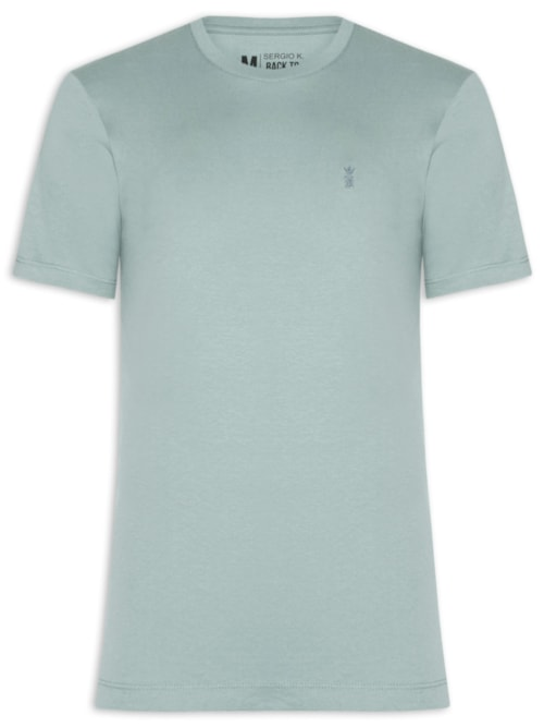 Camiseta Masculina Básica Gola Careca Em Algodão - Azul