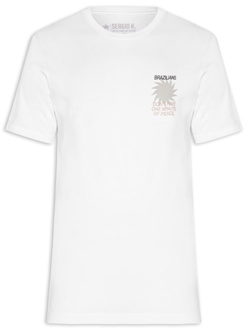 Camiseta Masculina Estampada Brazilians Of Peace - Branco Camiseta Masculina Estampada Brazilians Of Peace - Branco