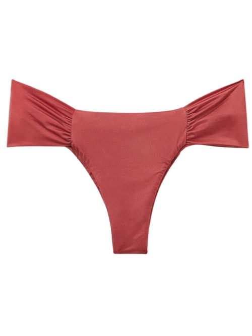 Calcinha De Biquíni Brasileira Com Drapeado Shiny Satin - Laranja Calcinha De Biquíni Brasileira Com Drapeado Shiny Satin - Laranja
