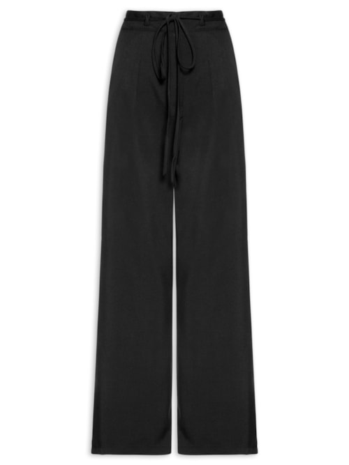 Calça Feminina Reta Com Amarração - Preto