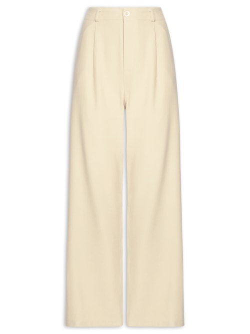 Calça Feminina Slim Com Pregas - Bege