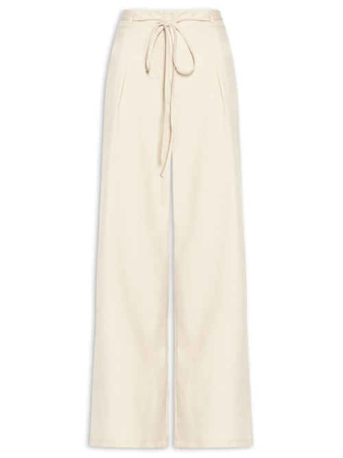 Calça Feminina Reta Com Amarração - Off White