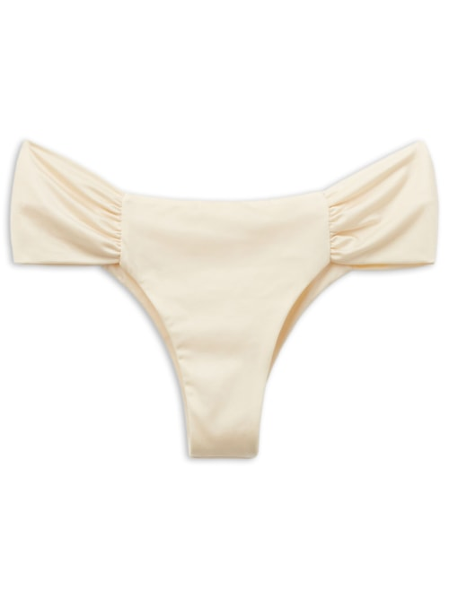 Calcinha De Biquíni Brasileira Com Drapeado Shiny Satin - Off-White Calcinha De Biquíni Brasileira Com Drapeado Shiny Satin - Off-White