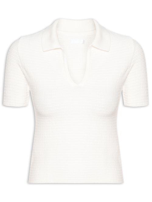 Polo Feminina Tricot Textura - Off White Polo Feminina Tricot Textura - Off White