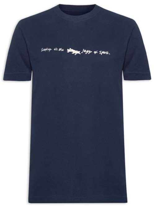 Camiseta Masculina Manga Curta Gola Careca Vintage Surf & Jazz Scribble - Azul Camiseta Masculina Manga Curta Gola Careca Vintage Surf & Jazz Scribble - Azul