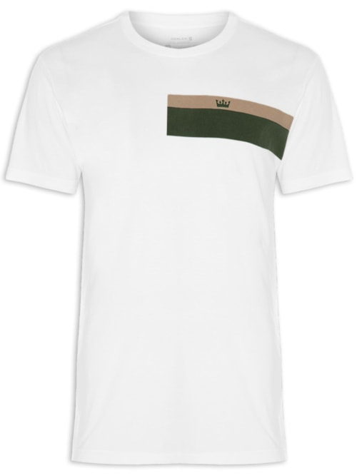 Camiseta Masculina Manga Curta Gola Careca Stone Listrado Black Sand - Branco Camiseta Masculina Manga Curta Gola Careca Stone Listrado Black Sand - Branco