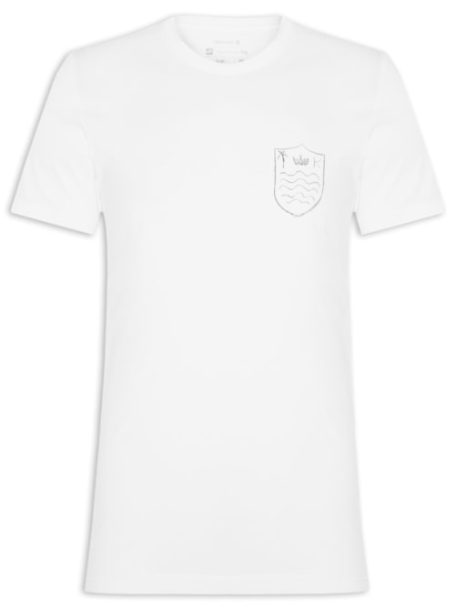 Camiseta Masculina Manga Curta Gola Careca Stone Brasao Rough - Branco Camiseta Masculina Manga Curta Gola Careca Stone Brasao Rough - Branco
