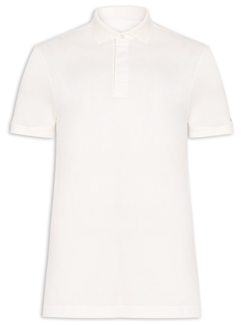 Polo Masculina Regular Fit Básica Hidden Em Algodão - Branco