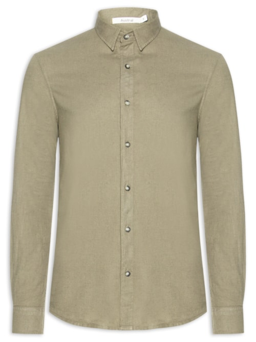 Camisa Masculina Em Linho Noronha Manha Longa - Verde