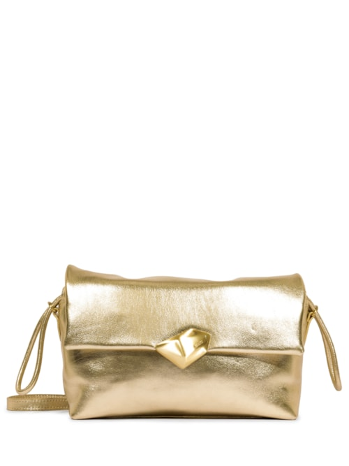 Bolsa Feminina Tiracolo Bubble Couro - Dourado