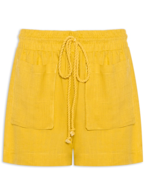 Short Feminino Básico Com Bolso - Amarelo