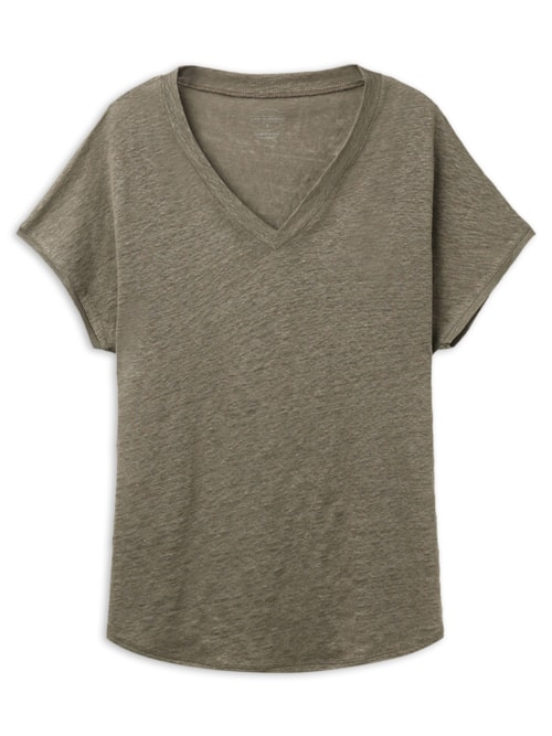 Blusa De Manga Curta Em Linho Com Decote Em v The Pure Linen - Verde Blusa De Manga Curta Em Linho Com Decote Em v The Pure Linen - Verde