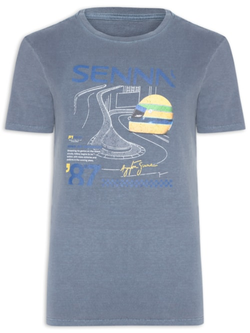 Camiseta Masculina Estampada Senna King Of Monaco - Azul Camiseta Masculina Estampada Senna King Of Monaco - Azul