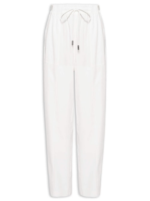 Calça Feminina Tencel Ampla Com Gorgurão - Branco