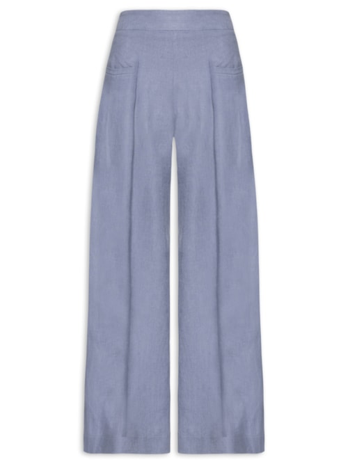 Calça Feminina Pantalona Linho Pregas - Roxo