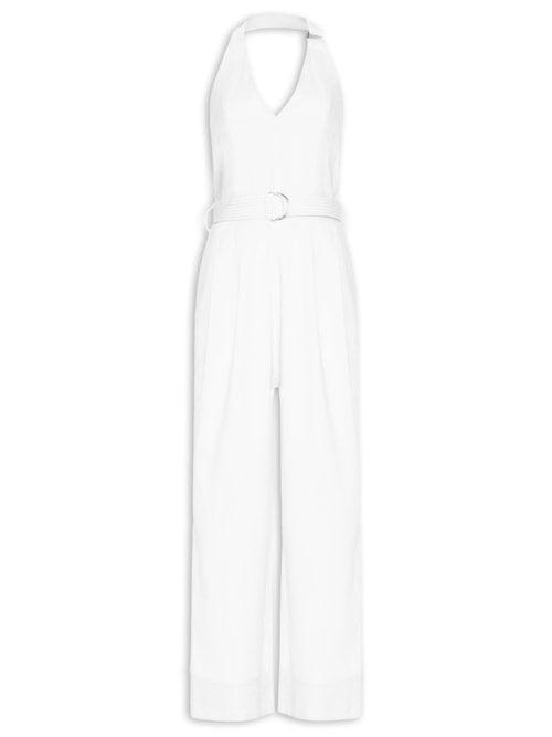 Macacão Feminino Linho Com Cinto - Branco