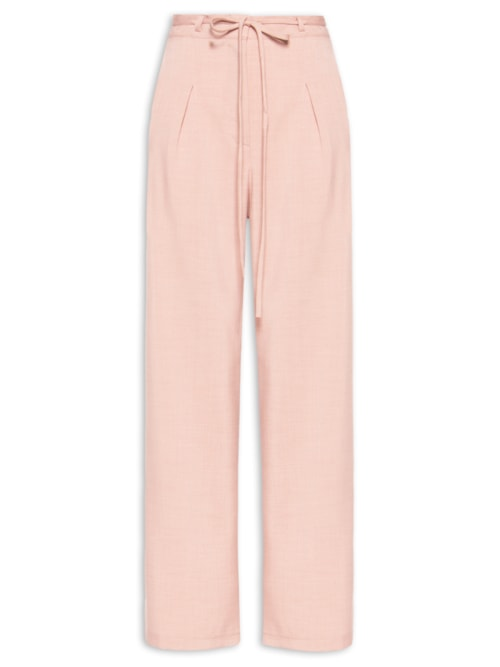 Calça Feminina Reta Com Amarração - Rosa