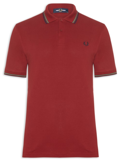 Polo Masculina Twin Tipped Regular Fit Piquet Algodão - Vermelho