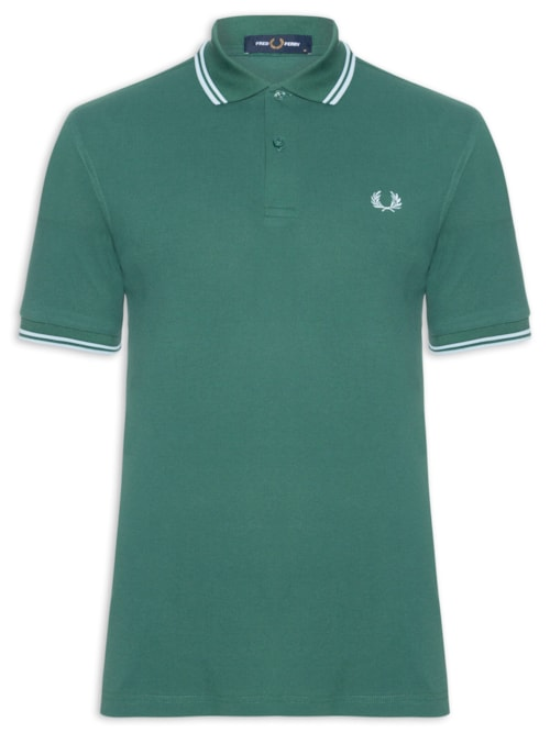 Polo Masculina Twin Tipped Regular Fit Piquet Algodão - Verde