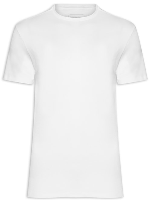 Camiseta Masculina Em Ribana Com Logo Monograma - Branco