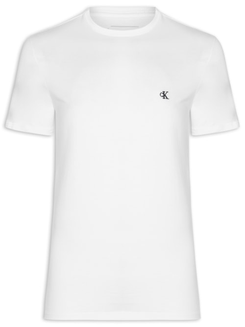 Camiseta Masculina Logo Serif Font - Branco Camiseta Masculina Logo Serif Font - Branco