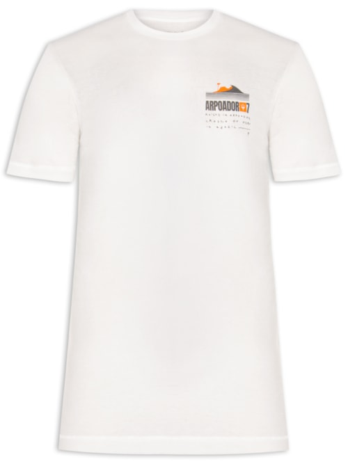 Camiseta Masculina Manga Curta Gola Careca Light Eco Arpoador - Branco