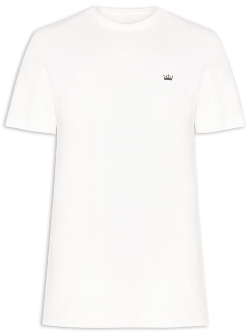 Camiseta Masculina Manga Curta Gola Careca Coroa Ribbed - Branco Camiseta Masculina Manga Curta Gola Careca Coroa Ribbed - Branco
