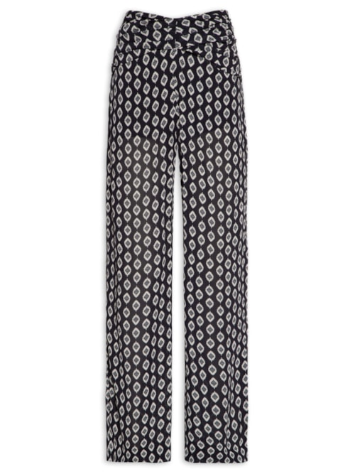 Calça Feminina Cós Franzido Pin - Preto