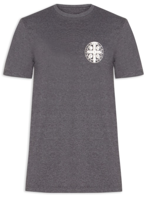Camiseta Masculina Estampa São Bento - Cinza Camiseta Masculina Estampa São Bento - Cinza