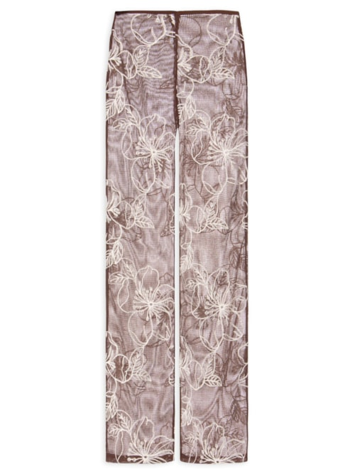 Calça Feminina Reta Cintura Alta - Marrom
