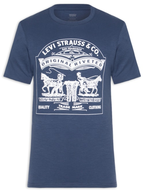 Camiseta Masculina Estampada Two Horse - Azul