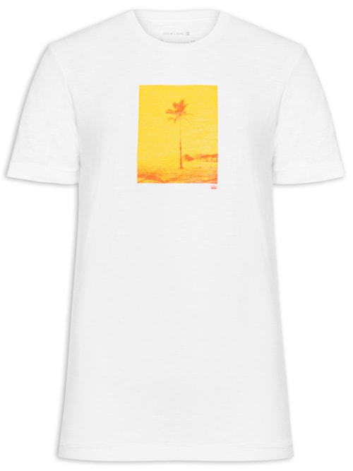 Camiseta Masculina Manga Curta Gola Careca Rough Rio Postcard Slim - Branco Camiseta Masculina Manga Curta Gola Careca Rough Rio Postcard Slim - Branco