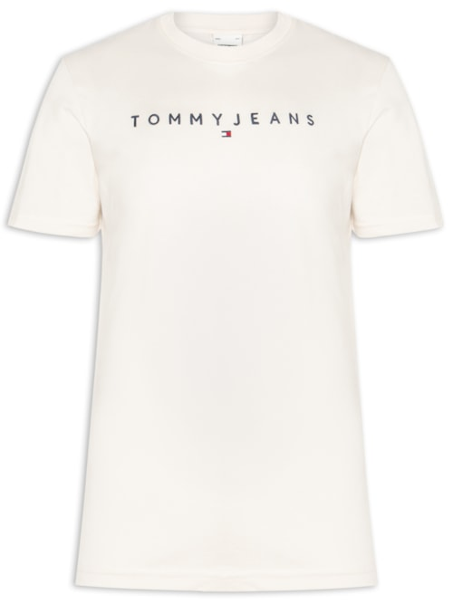 Camiseta Masculina Regular Fit Linear Logo Bordado - Branco