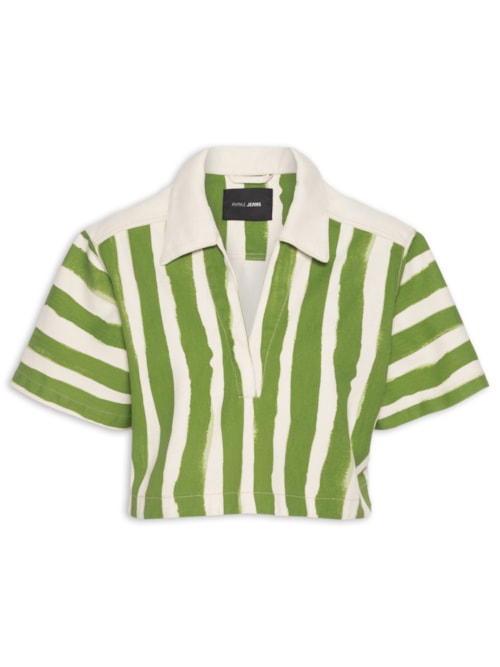 Blusa Feminina Sarja Estampa Listras - Verde Blusa Feminina Sarja Estampa Listras - Verde