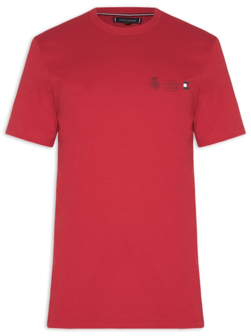 Camiseta Masculina Regular Fit Crest Out - Vermelho Camiseta Masculina Regular Fit Crest Out - Vermelho