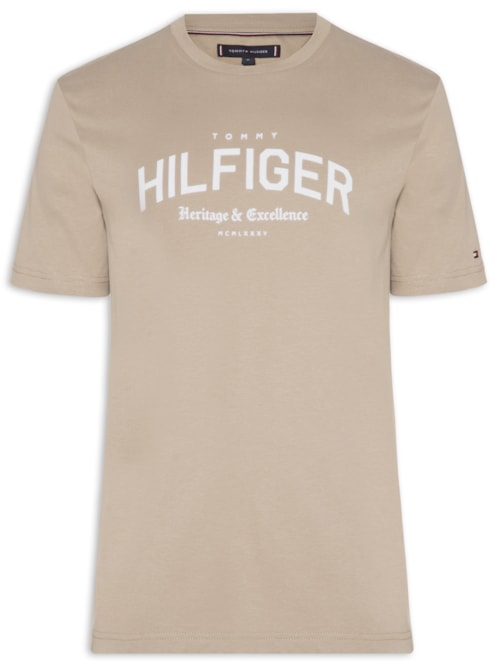 Camiseta Masculina Regular Fit Arch Logo - Bege