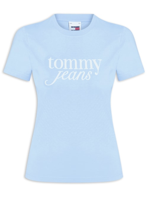 ?Camiseta Feminina Slim Essential Logo Tee Ext - Azul ?Camiseta Feminina Slim Essential Logo Tee Ext - Azul