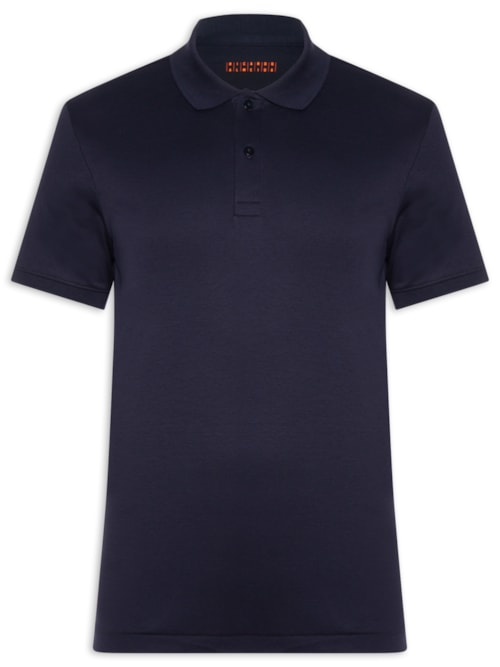 Polo Masculina Lisa Clássica Em Algodão Pima - Azul