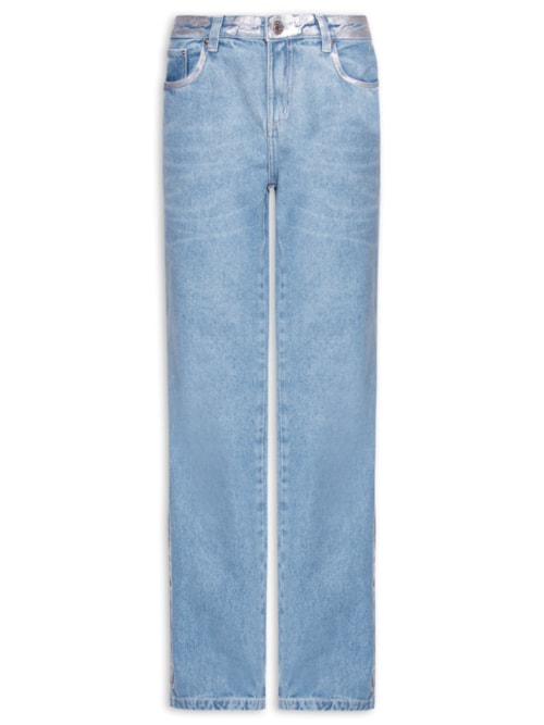 Calça Feminina Jeans Bootcut Com Foil - Azul