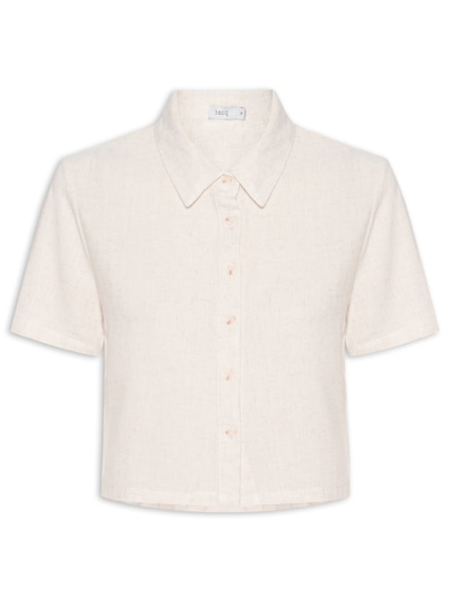 Camisa Feminina Mc Texturizada - Off White Camisa Feminina Mc Texturizada - Off White